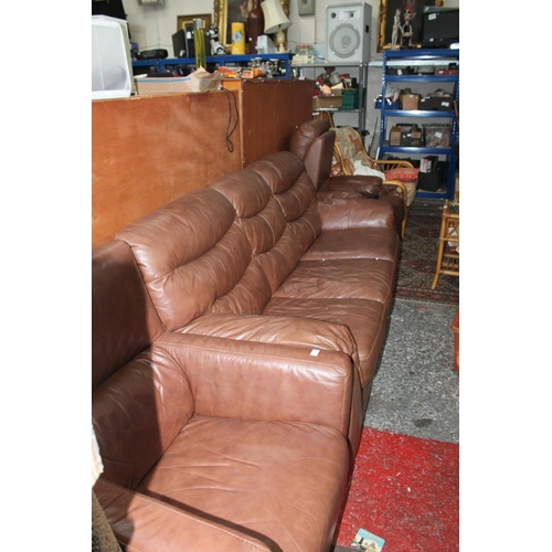 707 - BROWN LEATHER 3 PIECE SUITE