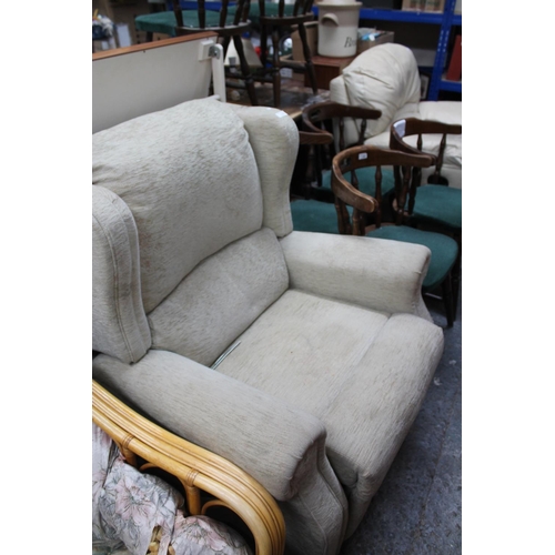 LARGE UPHOLSTERED CREAM ARMCHAIR