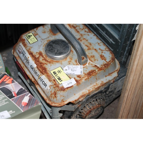 78 - PETROL GENERATOR FOR SPARES OR REPAIR