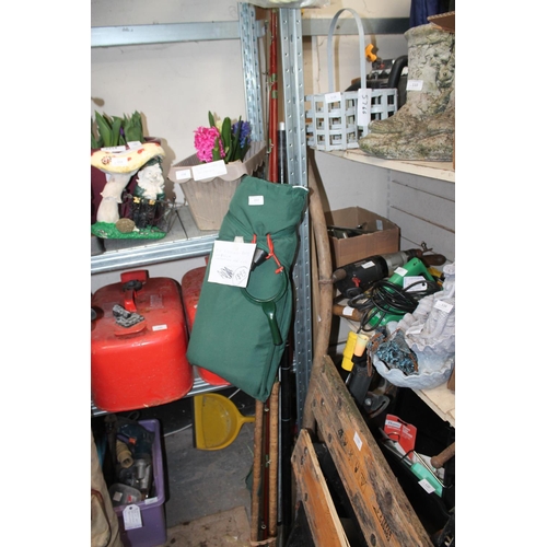 97 - 2 X FISHING RODS, UMBRELLA AND UNHOOKING MAT