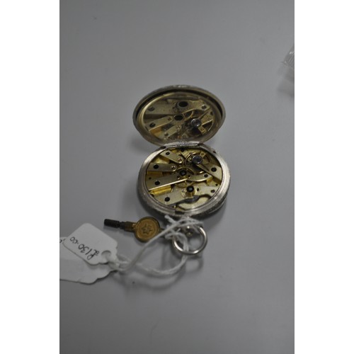 52 - LADIES HIGHLY DECORATIVE, WORKING  OPEN FACED POCKET WATCH WITH GOLD HIGHLIGHTS   STAMPED 935 INNER ... 