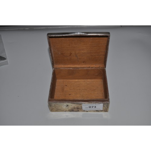 73 - HALLMARKED 1907 BIRMINGHAM CIGARETTE BOX  BOX GOOD ORDER      WOOD INTERIOR    OVER 410G