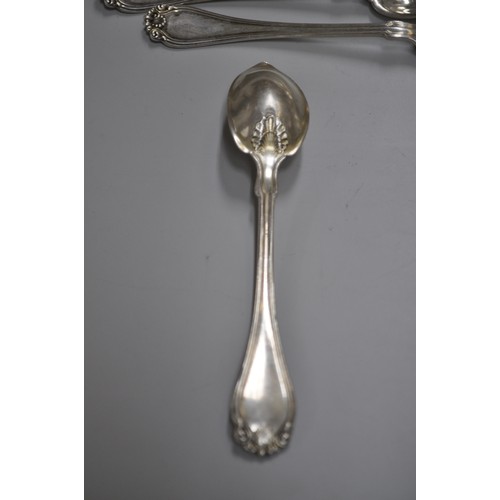 80 - 1903  HALLMARKED SOLID SILVER GLASGOW  SET 4 GRAPEFRUIT SPOONS 94.3G       DE GE  MAKERS MARK