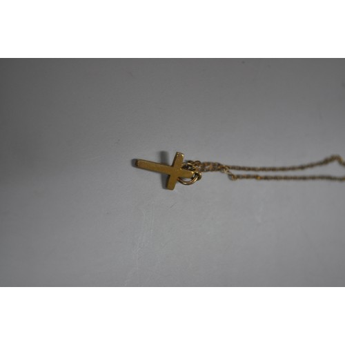 88 - 9CT GOLD NECKLACE AND CRUCIFIX  JUST UNDER 1.7G   22 INCH