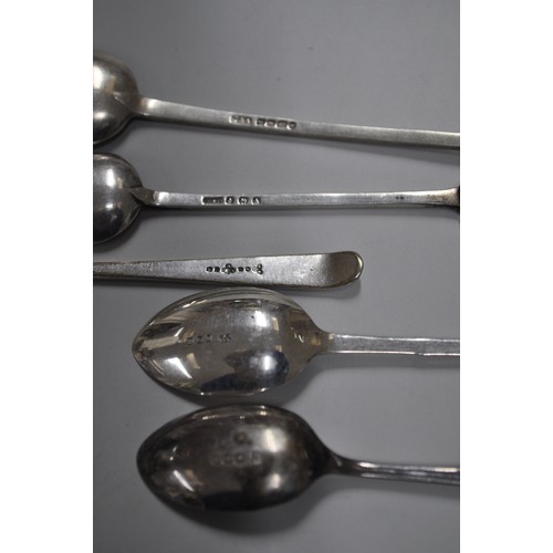 100 - 5 HALLMARKED SOLID SILVER MIXED TEASPOONS 65.2G