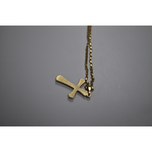 103 - 9 CT GOLD 18 INCH  2.75G  NECKLACE AND CRUCIFIX