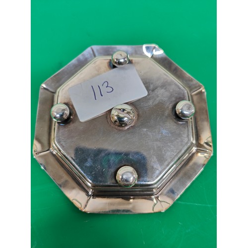 113 - SOLID SILVER 78.73G ASHTRAY/DISH FULLY HALLMARKED 
DATE LETTER M   MAKERS MARK EL  
JUST UNDER 4 INC... 