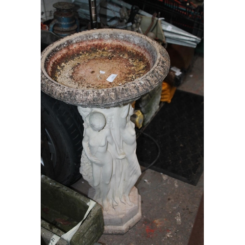 21 - LARGE CARVED 2 PIECE  BIRD BATH