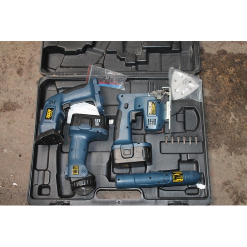 28 - LARGE CASED BATTERY OPERATED MULTI TOOL INC  SANDER, TORCH AND JIGSAW  --  NO CHARGER