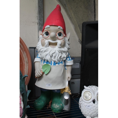 46 - LARGE GARDEN GNOME
APPROX 3FT