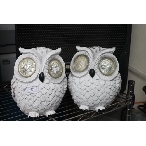 47 - PAIR OF WORKING  SOLAR POWERED OWL LIGHTS