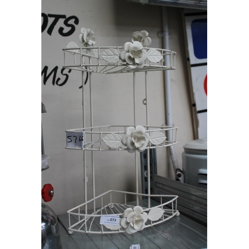 73 - CREAM METAL 3 SHELF CORNER UNIT