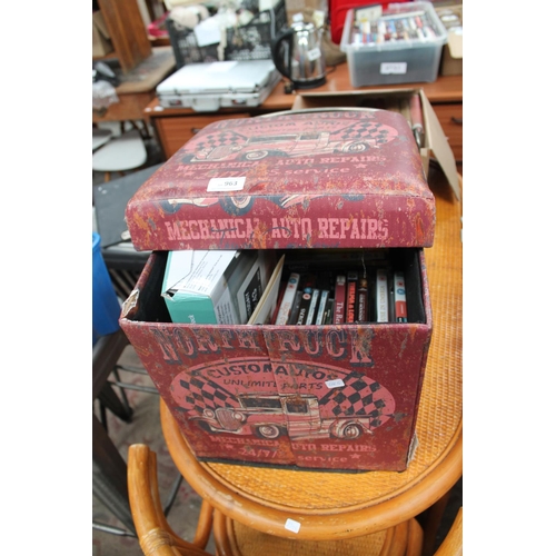 963 - NORTH TRUCK LIDDED BOX STOOL AND CONTENTS