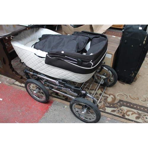 966 - SILVERCROSS BLACK AND CREAM PRAM