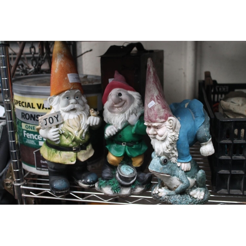 28 - 3 X RESIN GARDEN GNOMES