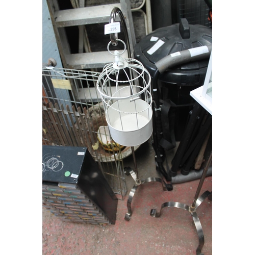 298 - METAL GARDEN STAND WITH CANDLE LANTERN