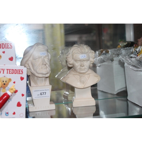 677 - BUSTS OF WAGNER AND BEETHOVEN