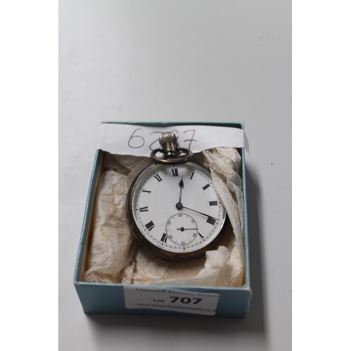 707 - ALD   HALLMARKED BIRMINGHAM SILVER WORKING  POCKET WATCH