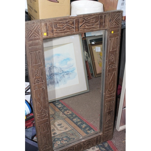 746 - WOODEN CARVED WALL MIRROR