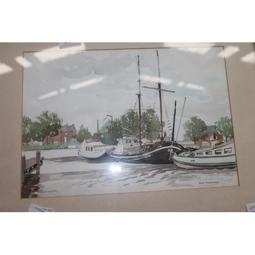 489 - PICTURE OF A BOATING SCENE, FRAMED AND GLAZED