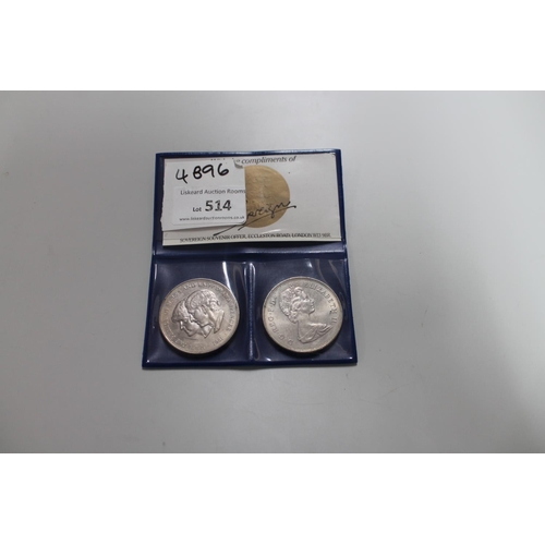 514 - 2 X COMMEMARTIVE CHARLES AND DIANA COINS