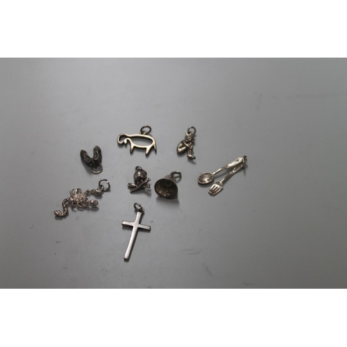 519 - 8 X SILVER 925 CHARMS, ASSORTED MIX