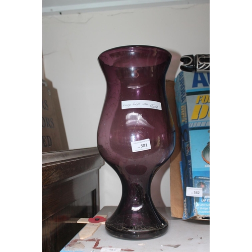 581 - LARGE PURPLE GLASS VASE