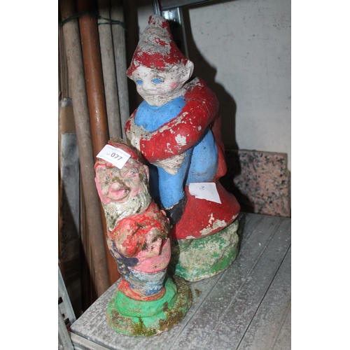 77 - LARGE AND SMALL CONCRETE GARDEN GNOMES