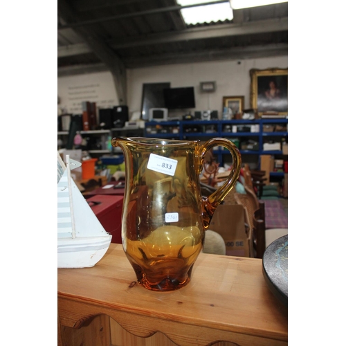 833 - YELLOW AMBER GLASS WATER VASE