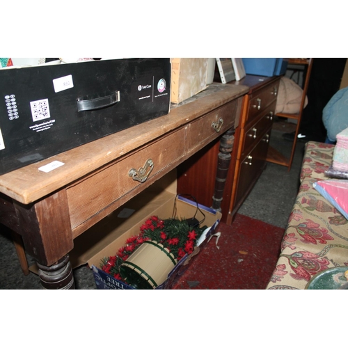 861 - PINE 2 DRAWER VICTORIAN TABLE