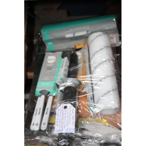 147 - HARRIS BRAND NEW PAINTING EQUIPMENT, ROLLERS, TRAY, EASY REACH ROLLER FRAME, MASONARY ROLLER, BRUSHE... 