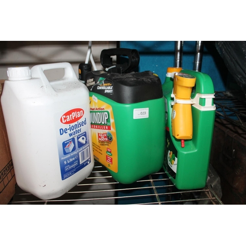 29 - 2 X BOTTLES OF ROUND UP WEED KILLER AND DE-IONISED WATER