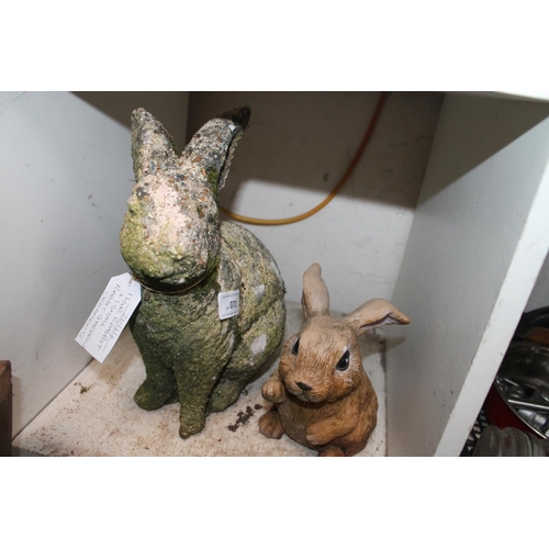 71 - 1 LARGE RABBIT AND 1 SMALL RABBIT GARDEN ORNAMENTS