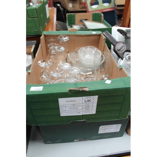 1038 - 2 X BOXES OF GLASSWARE