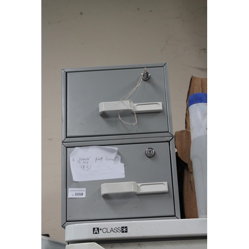 1058 - METAL 2 DRAWER FILING CABINET WITH KEYS