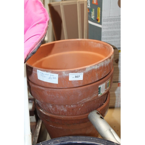 307 - 3 X TERRACOTTA PLANT POTS