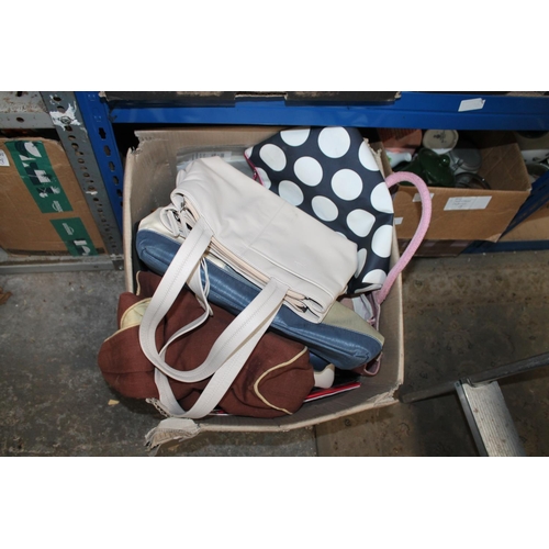 443 - BOX OF ASSORTED HANDBAGS