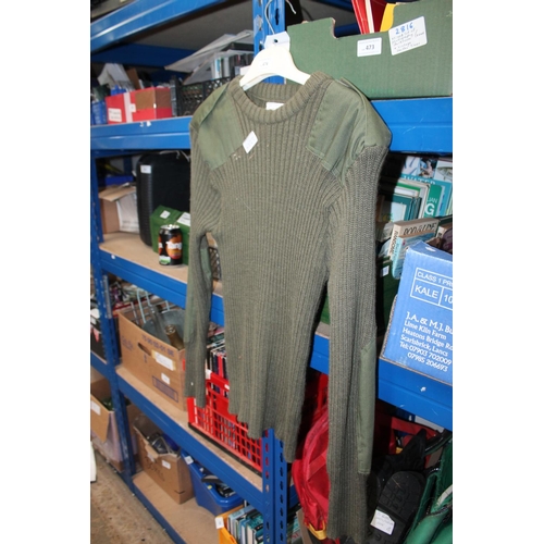 474 - ARMY GREEN HEAVY OLIVE ROUND NECK JUMPER, SIZE 100CM