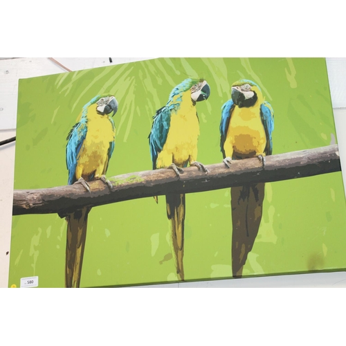 580 - CANVAS PRINT OF 3 PARROTS