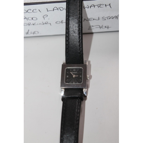 596 - GUCCI LADIES WATCH (7900P) WORKING ORDER, NEW STRAP