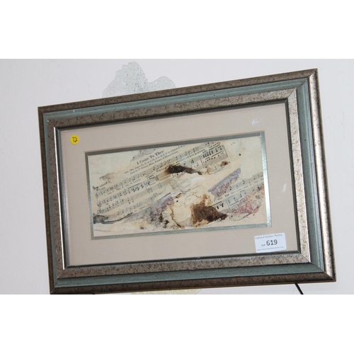 619 - FRAMED AND GLAZED PICTURE OF A MUSIC SHEET