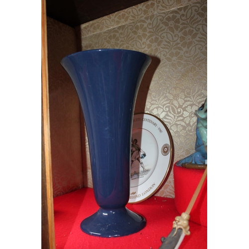 627 - LARGE BLUE GLASS VASE