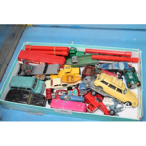 674 - TRAY OF CORGI AND DINKY TOYS