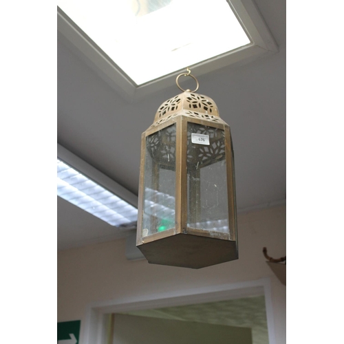 676 - BRASS CANDLE LANTERN