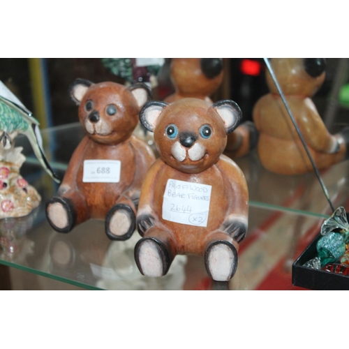 688 - PAIR OF WOODEN BEAR FIGURES