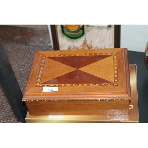 701 - MODERN MAHOGANY INLAID JEWELLERY BOX