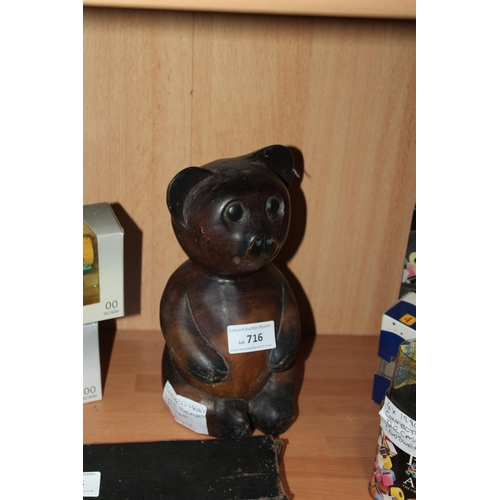 716 - CARVED HEAVY WOOD BEAR FIGURE