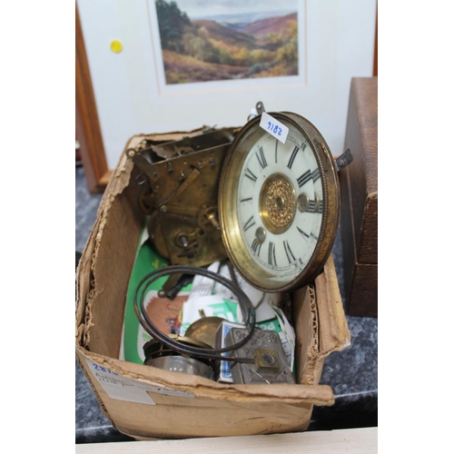 755 - BOX OF ANTIQUE CLOCK PARTS