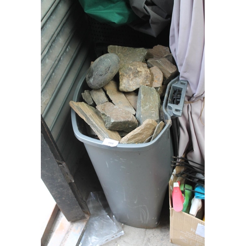 8 - LARGE KITCHEN BIN FULL OF ASSORTED CORNISH SLATE