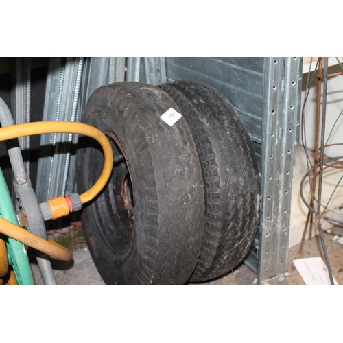 61 - 2 X WHEELBARROW TYRES/WHEELS